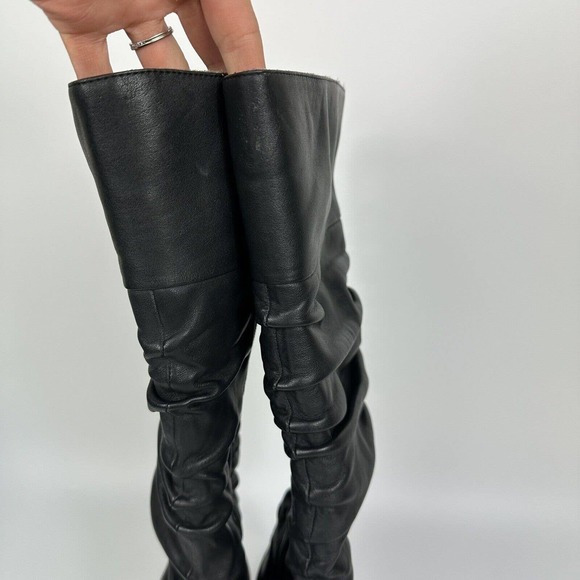 DANSKO Womens 8.5 Brinkley Ruched Knee-High Heeled Boot Black Nappa Leather 39 - Picture 8 of 12